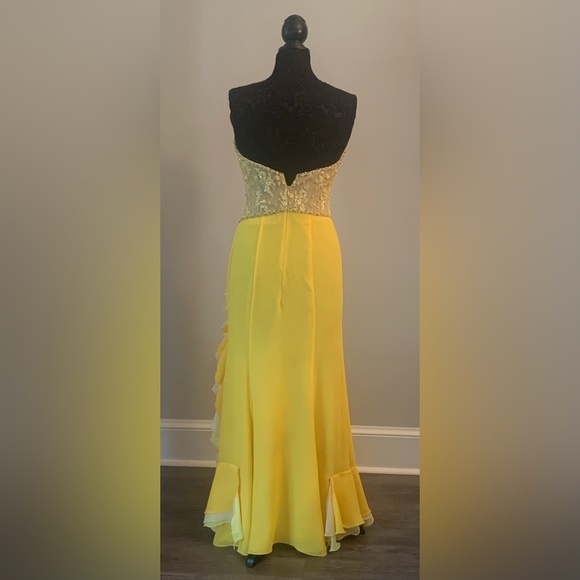 Jovani Yellow Strapless Evening Gown - Picture 2 of 2